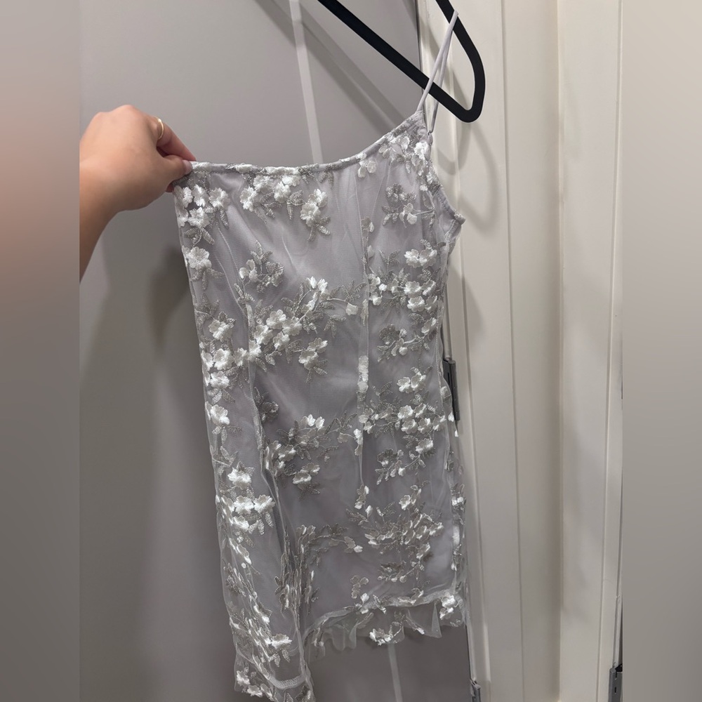 One Shoulder Floral Embroidered Dress